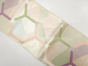 アンティーク　亀甲繋ぎに菊青海波模様織り出し袋帯（材料）